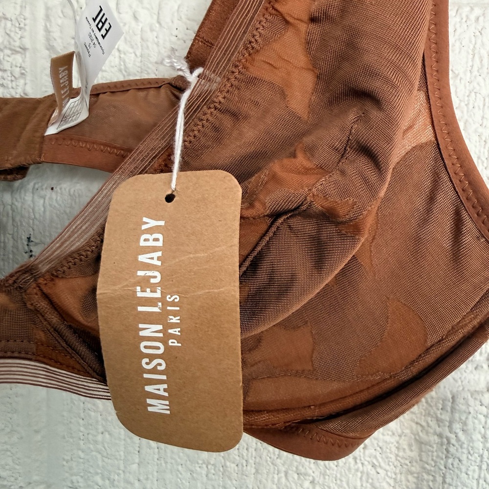 BNWT Maison Lejaby Paris Brown Ombrage M0015 - Cocoa Lace Bra 34D - Picture 4 of 10